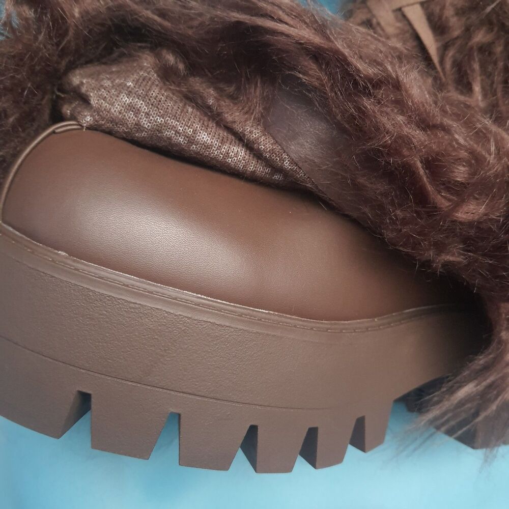 NEW Darker Wavs Brown Yeti Faux Fur Boots Size 10 Festival Rave Halloween - Picture 6 of 6
